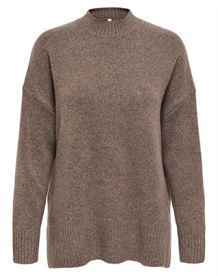 OnlHazel Highneck Strik - Brown Lentil